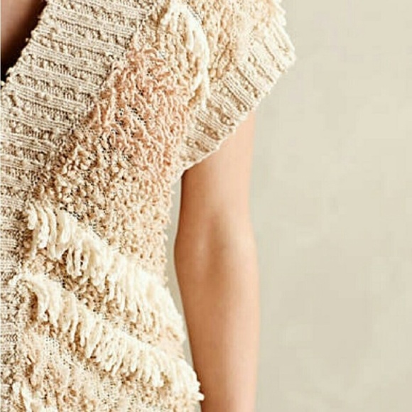 Anthropologie Moth Quinta Fringe Sweater Vest Oversized Size XS / S… - Picture 2 of 8